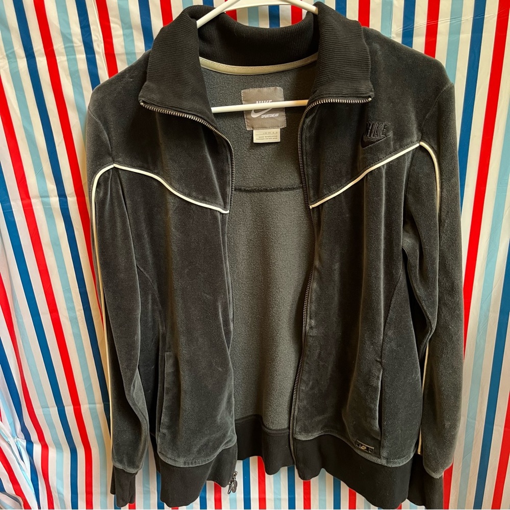 Nike Dark grey velour tracksuit jacket Women’s Large